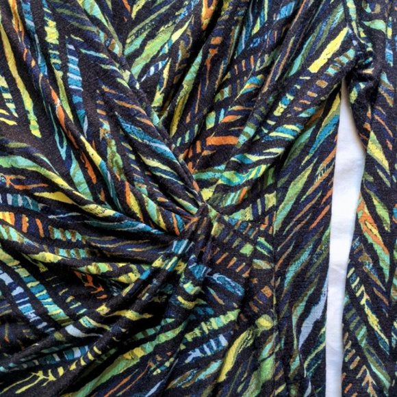 NIC+Zoe Modern Linen Jungle Green Wrap Top M - Picture 3 of 8